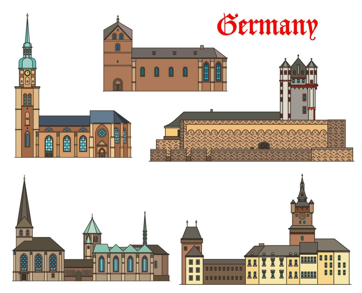 Germany landmark buildings architecture, castles vector
