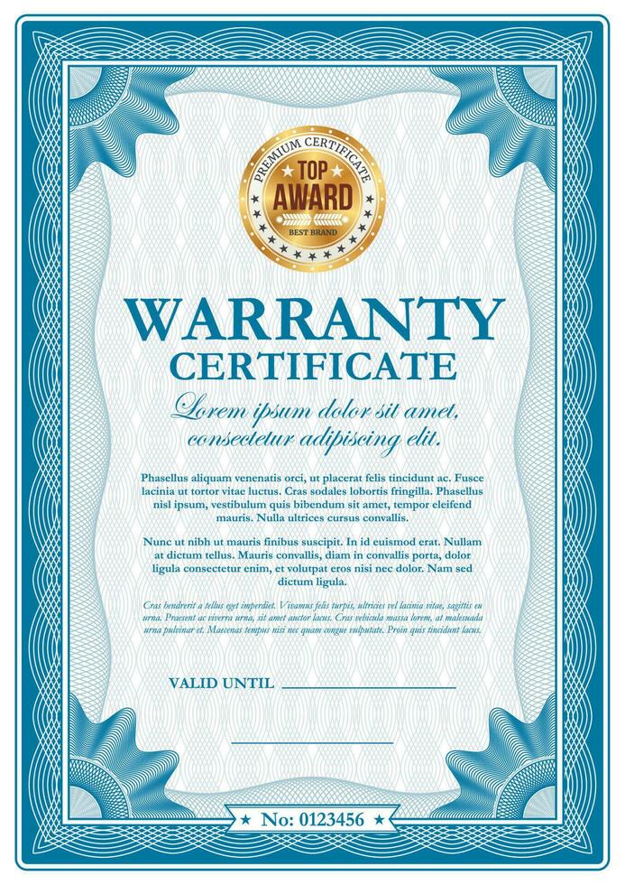 Warranty certificate with guilloches, vector