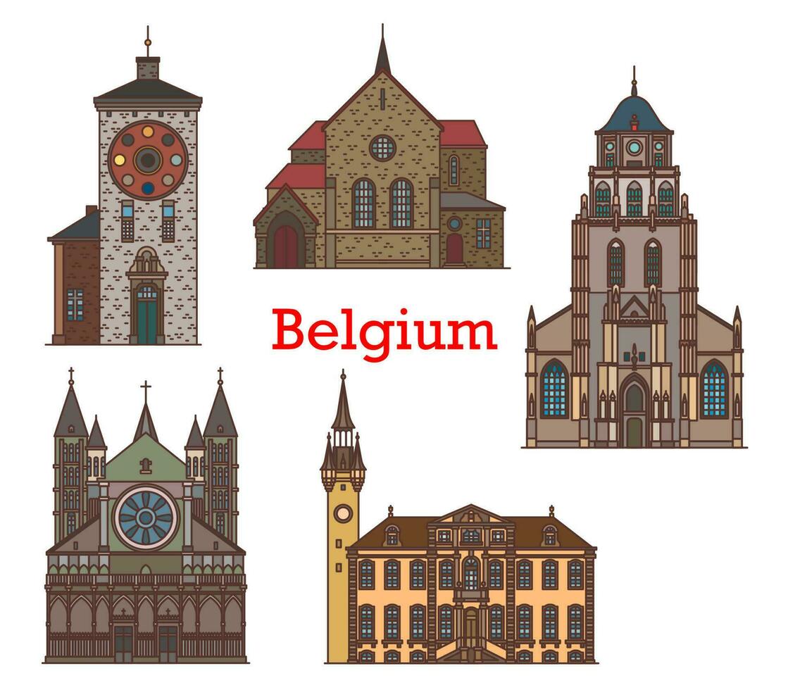 Belgium architecture landmarks in Flanders, Lier vector