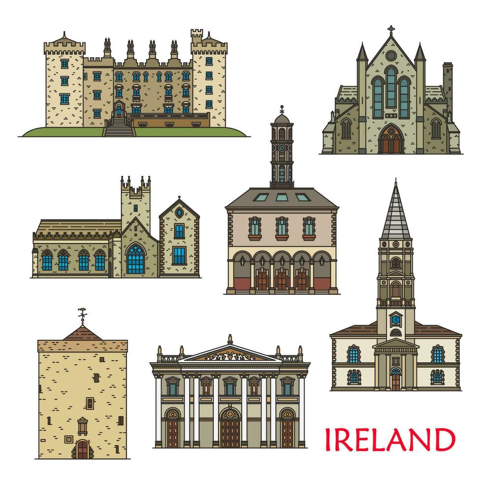 Ireland travel landmark architecture, church abbey vector