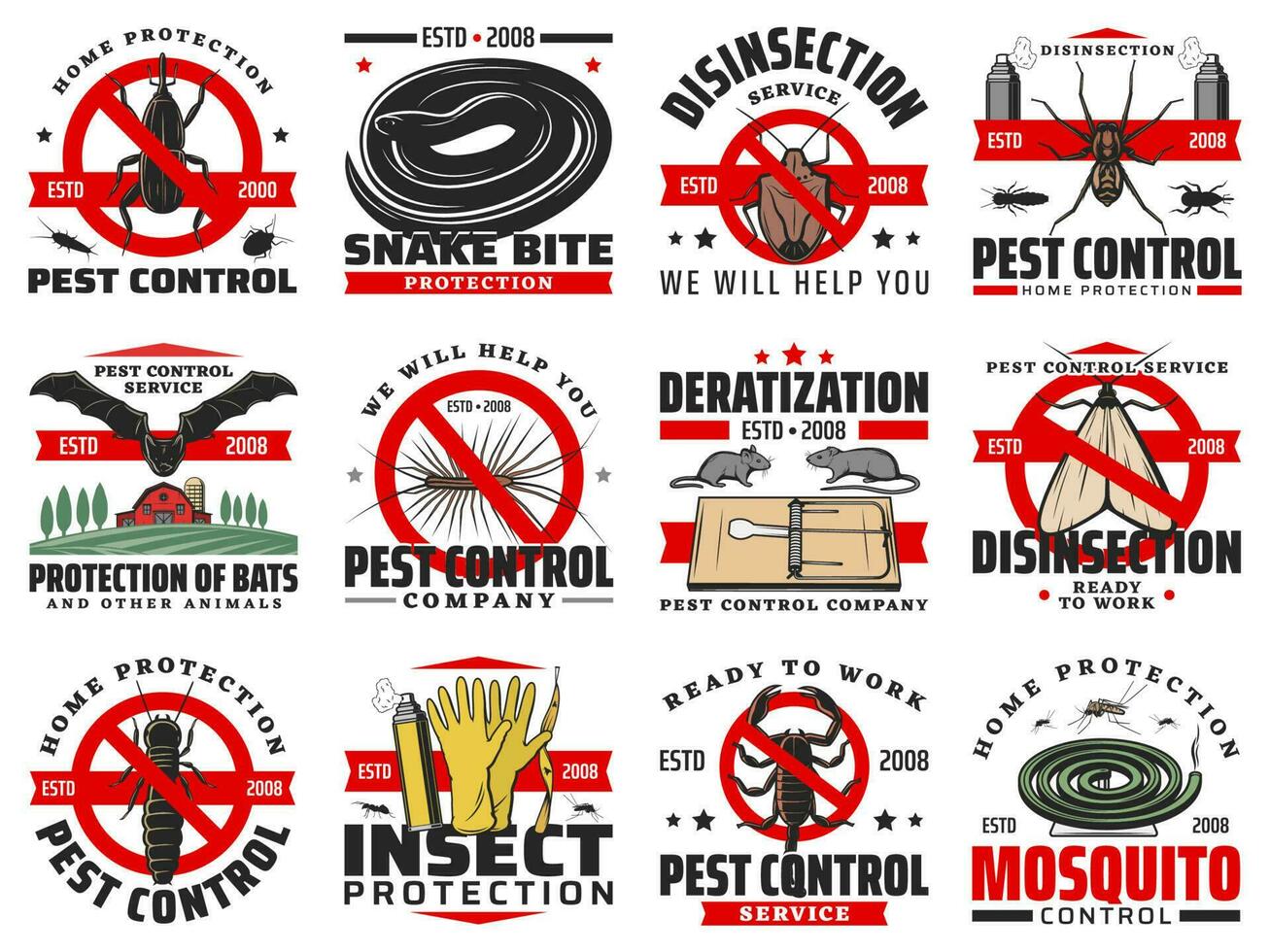 Pest control disinfection, extermination service vector