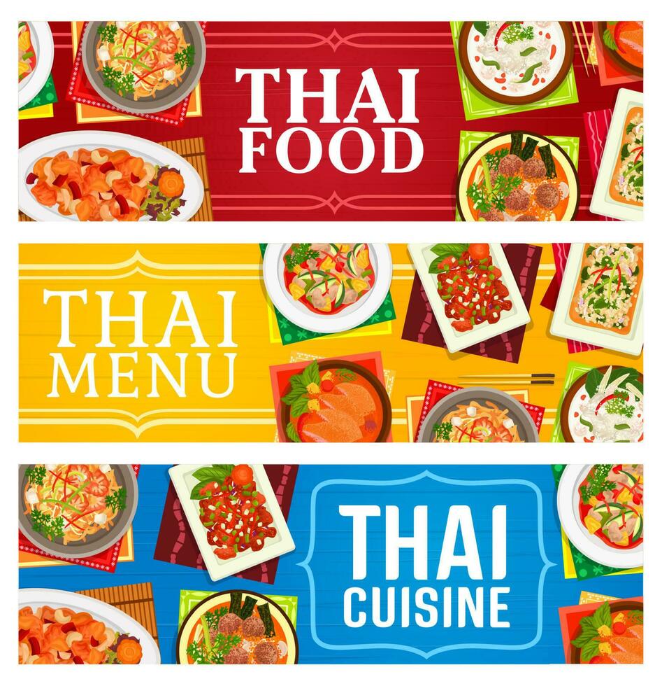 Thailand cuisine restaurant food vector banners