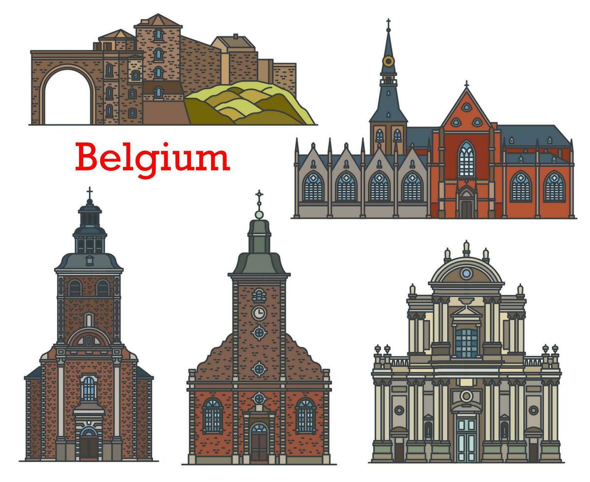 Belgium landmark, church cathedral Namur, Stavelot vector