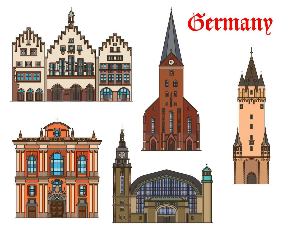 Alemania puntos de referencia de hamburgo, Munich, frankfurt vector