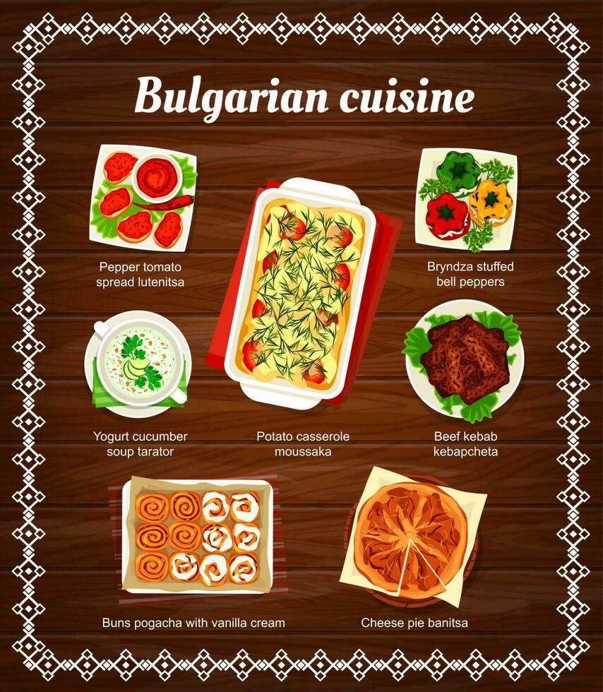 Bulgarian cuisine vector menu Bulgaria food meals