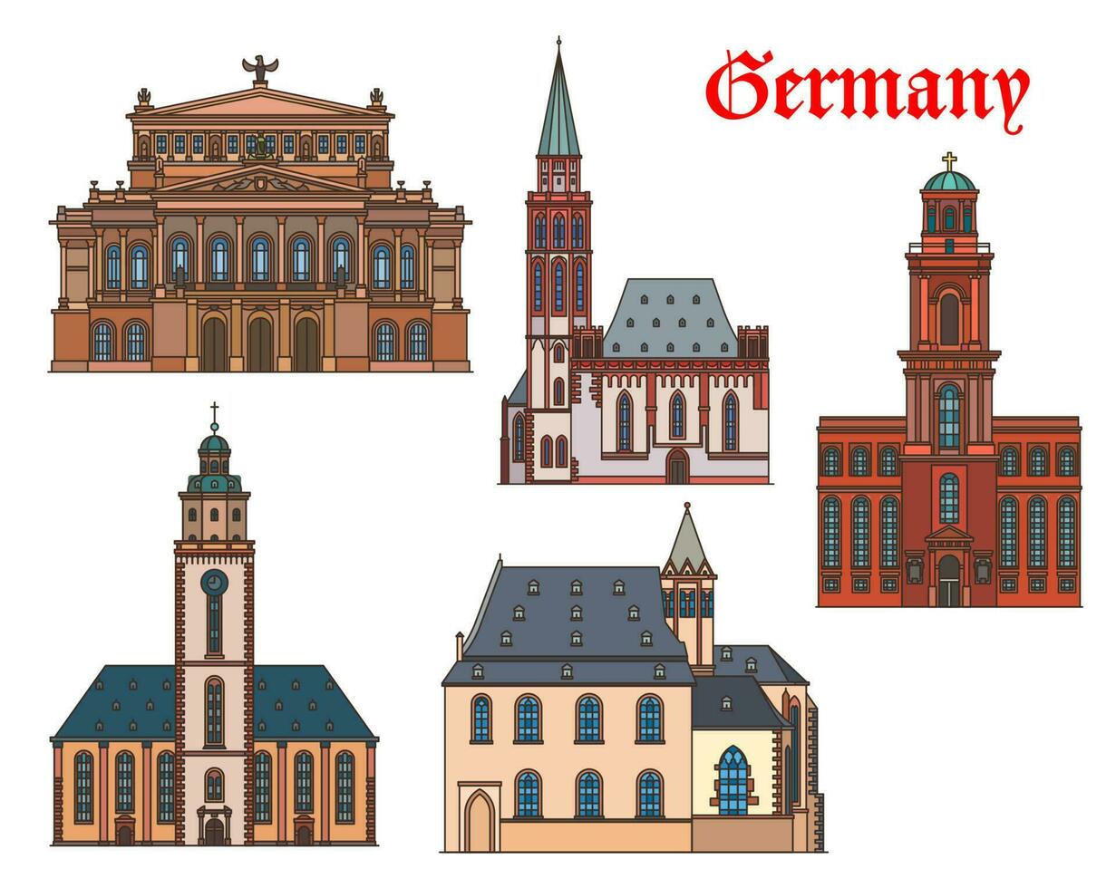 Germany architecture, landmark building Frankfurt vector