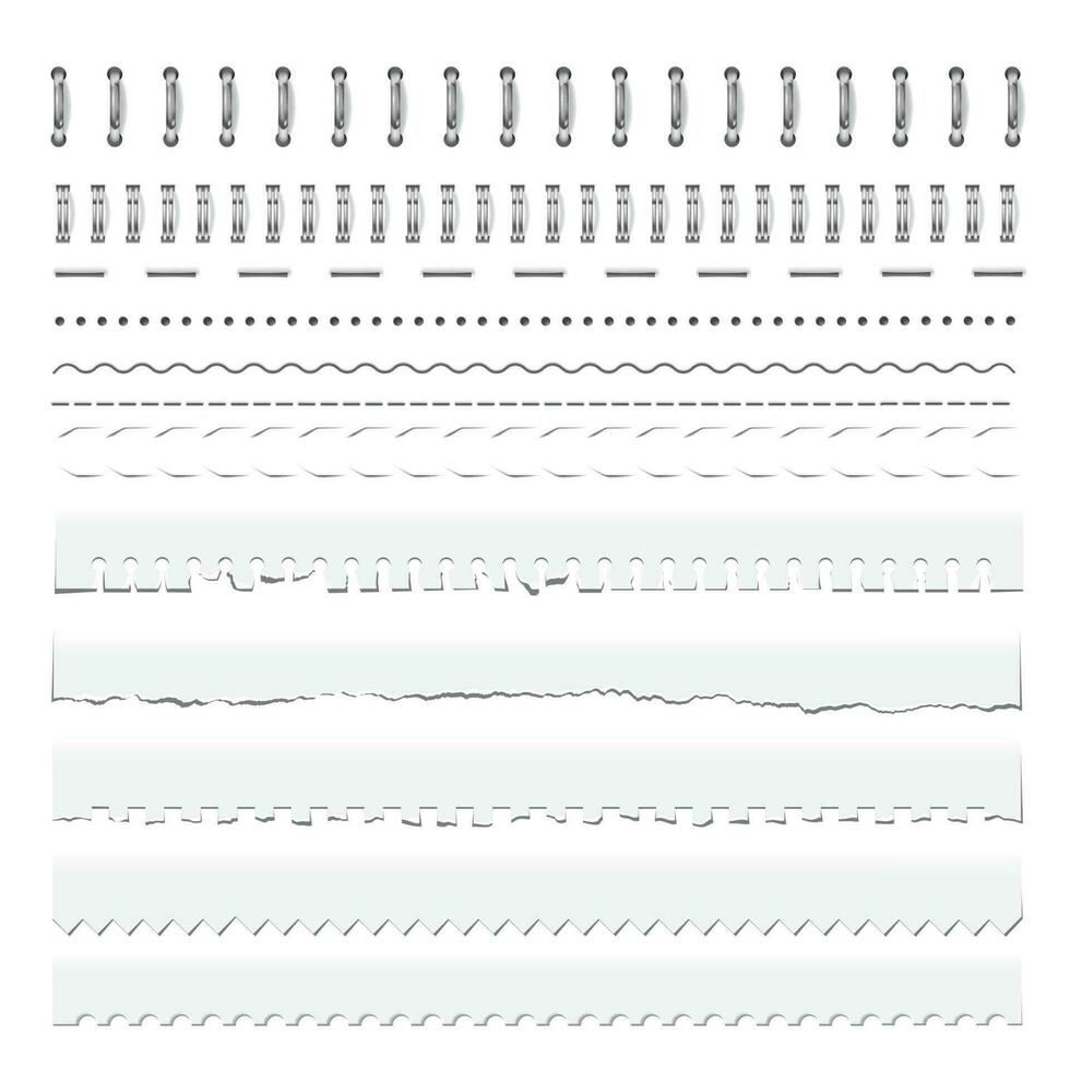 puntada, cuaderno perforación, espiral Unión conjunto vector