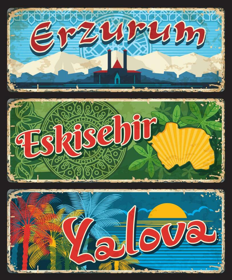 Erzurum, Eskisehir and Yalova Turkish il provinces vector