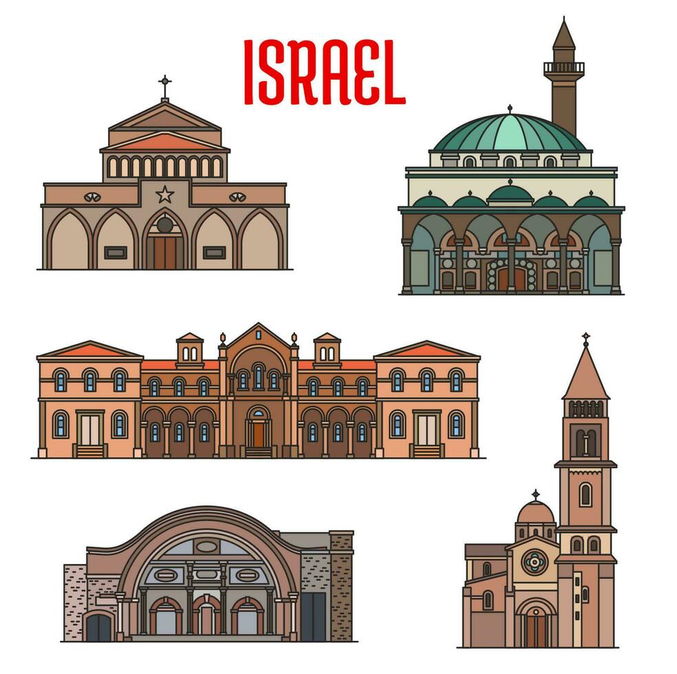 Israel landmarks architecture Bethlehem churches vector