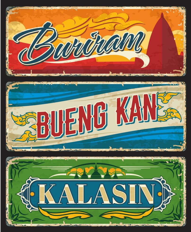 buriram, buenog can, kalasin tailandés provincia platos vector