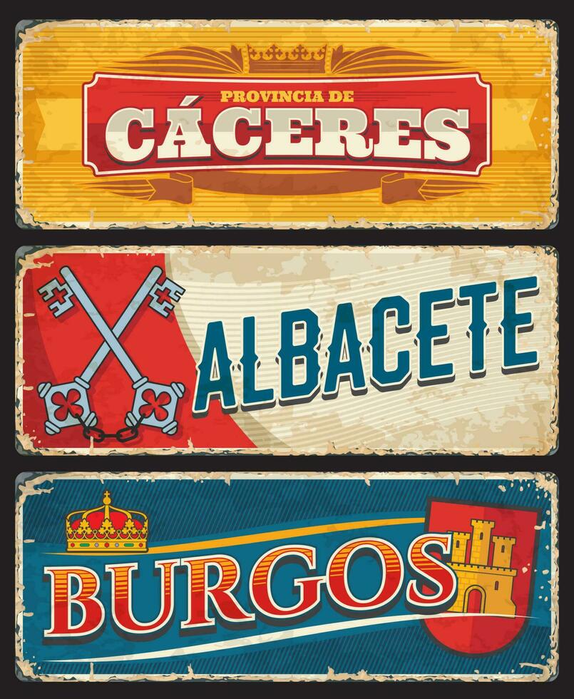 cáceres, albacete y Burgos provincia platos vector