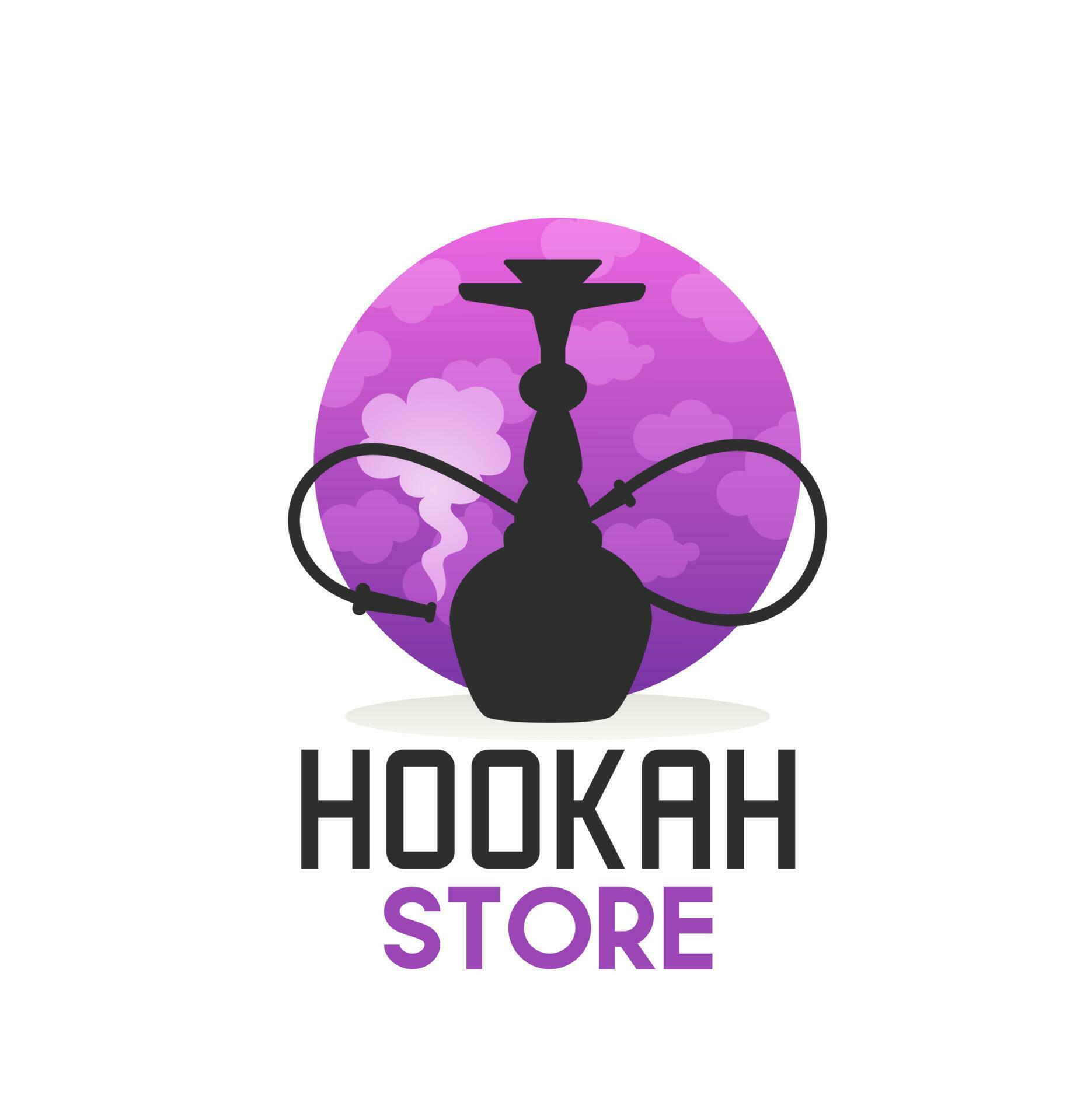 Hookah store icon with shisha, pipe and smoke 23591627 Vector Art at