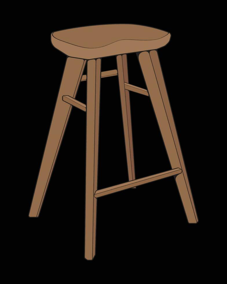 Bar stool perfect coloring vector . Vector art customizable illustration. Night club, drinking establishment, pub furniture. Vector isolated drawing art.