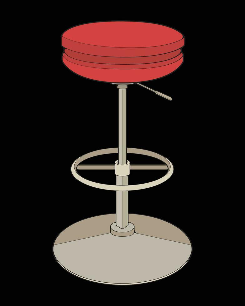Bar stool perfect coloring vector . Vector art customizable illustration. Night club, drinking establishment, pub furniture. Vector isolated drawing art.