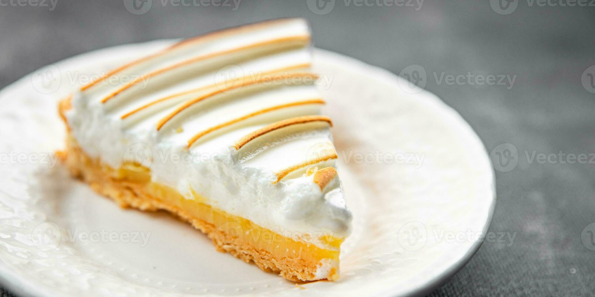 lemon tart meringue sweet pastryndessert meal food snack on the table copy space food background rustic top view photo