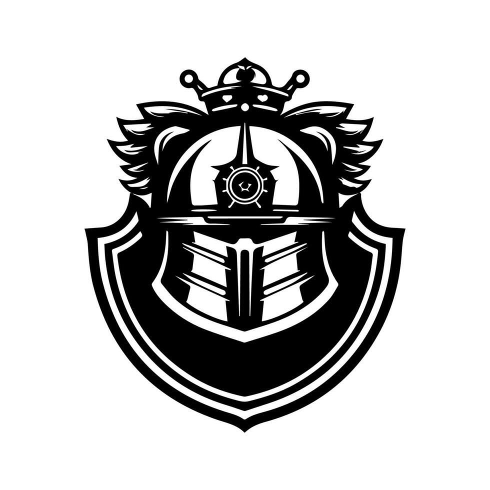 A military helmet logo emblem, hand-drawn for a unique and authentic touch. Perfect for military-themed designs and illustrations vector