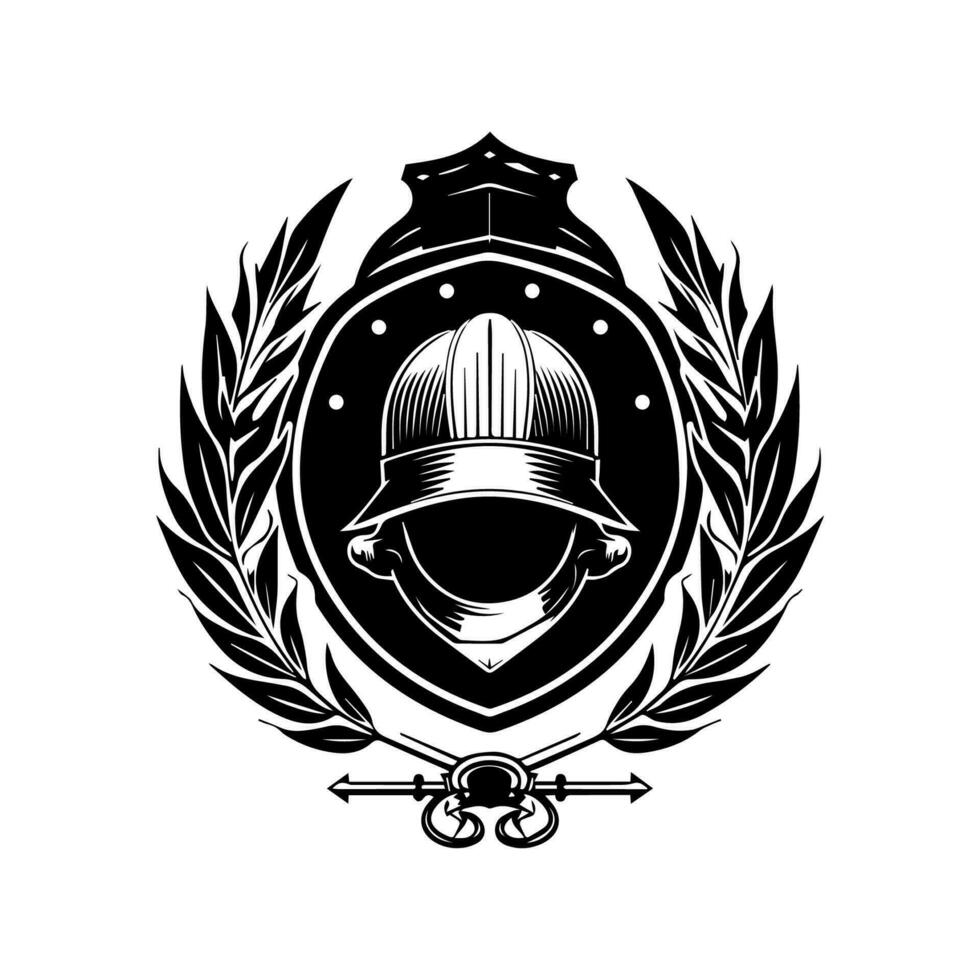 un militar casco logo emblema, dibujado a mano para un único y auténtico tocar. Perfecto para tema militar diseños y ilustraciones vector