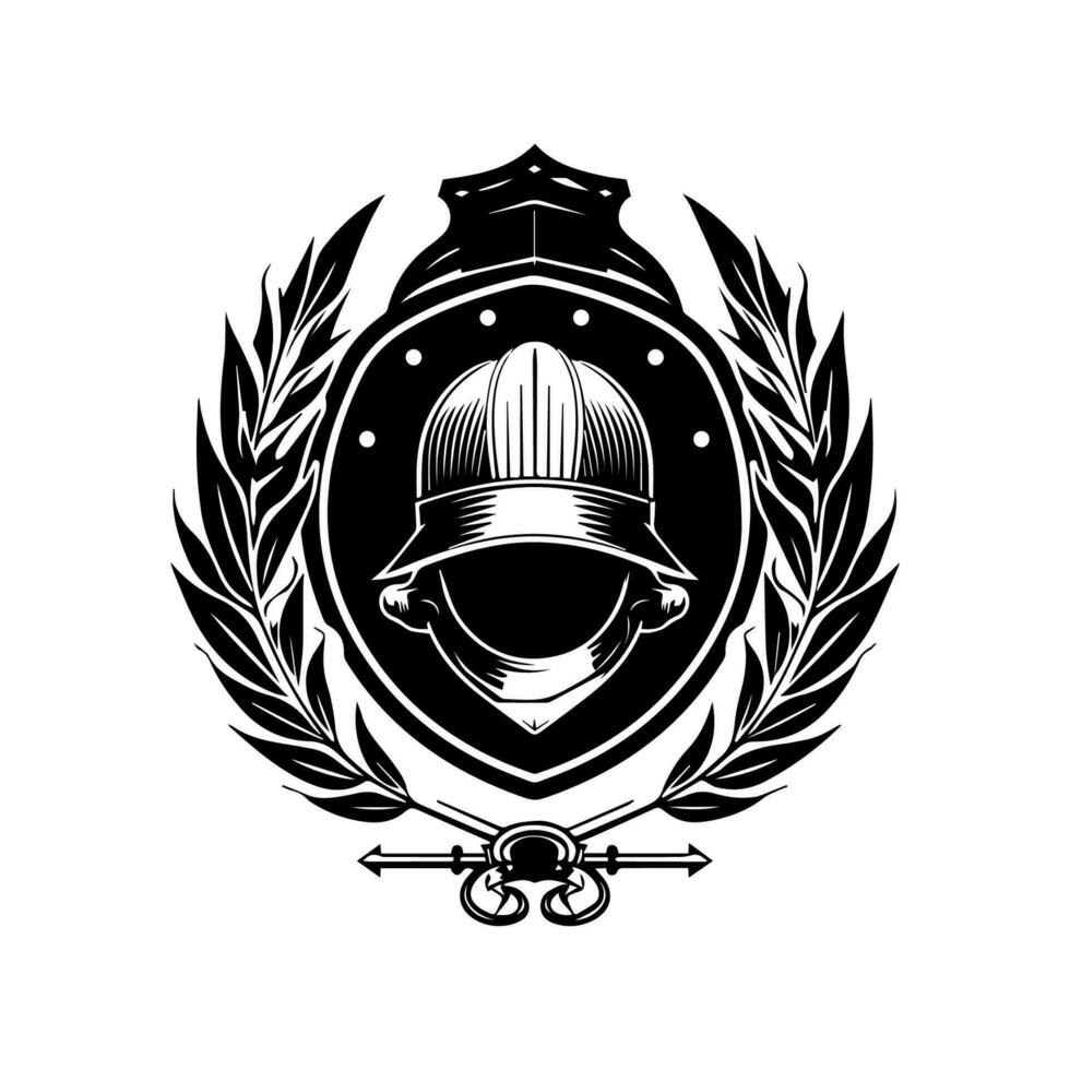 A military helmet logo emblem, hand-drawn for a unique and authentic touch. Perfect for military-themed designs and illustrations vector