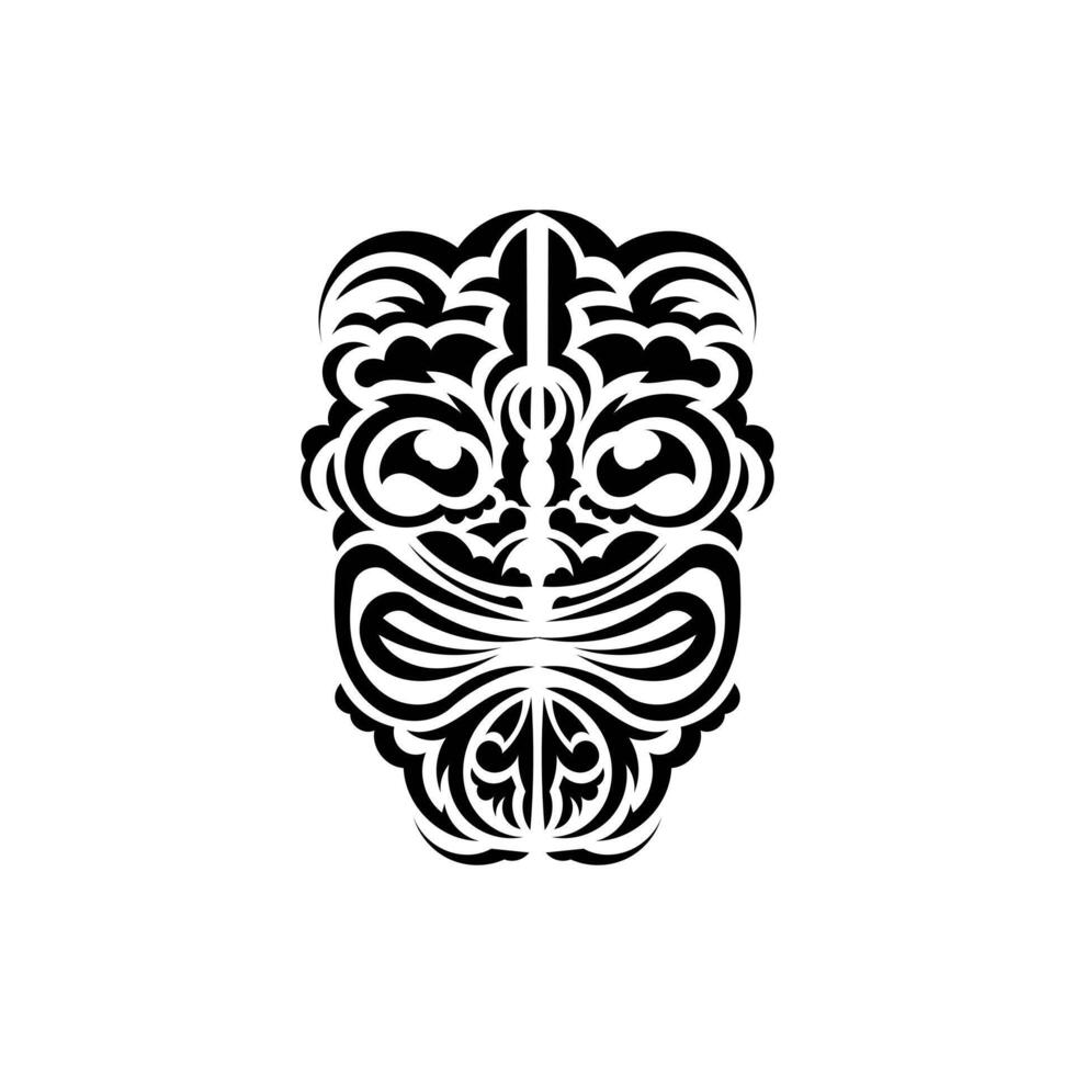 The face of a viking or orc. Traditional totem symbol. Maori style. Vector illustration isolated on white background.