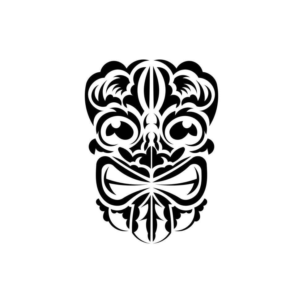 The face of a viking or orc. Traditional totem symbol. Polynesian style. Vector over white background.