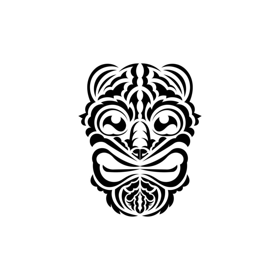 The face of a viking or orc. Traditional totem symbol. Polynesian style. illustration isolated on white background. vector
