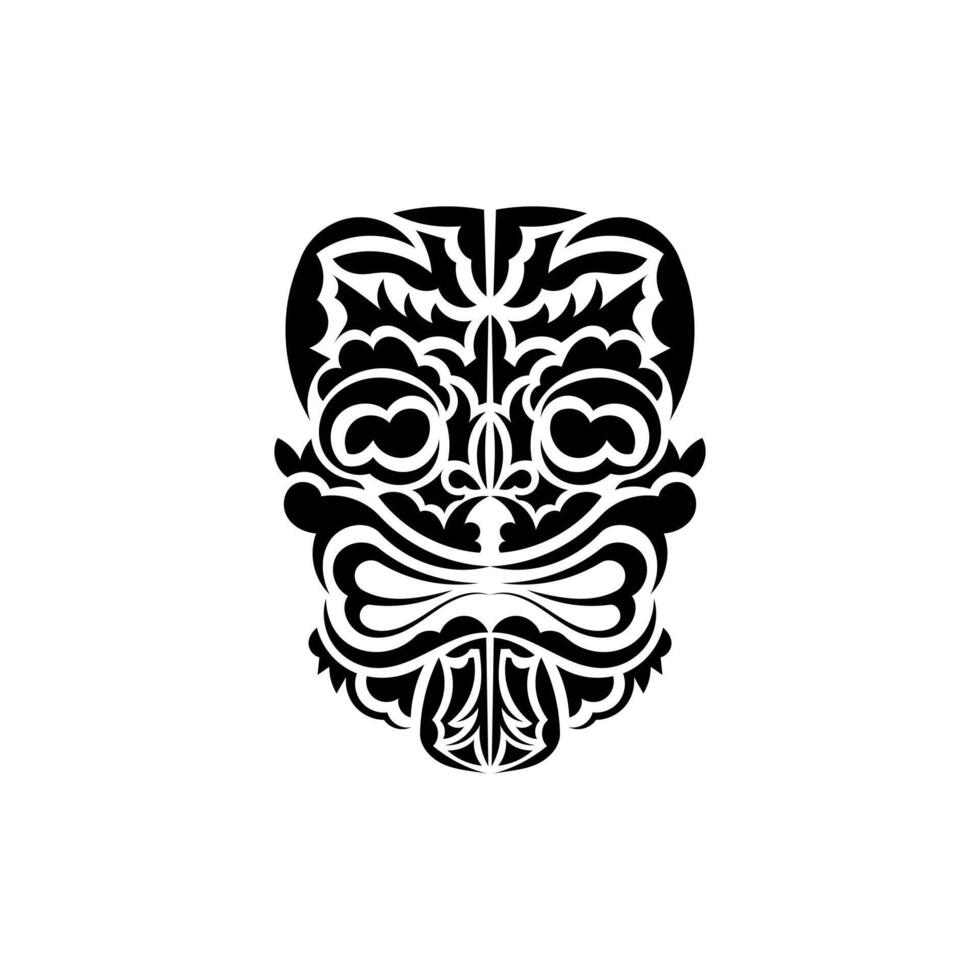 The face of a viking or orc. Traditional totem symbol. Hawaiian style. Vector illustration isolated on white background.