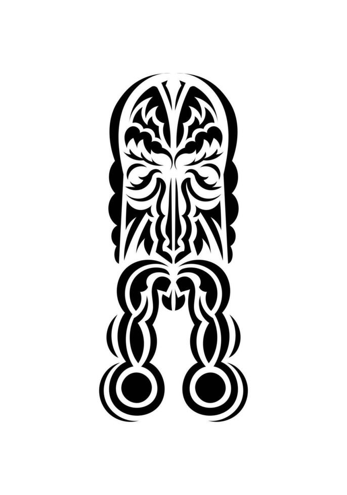 Face in the style of ancient tribes. Black tattoo patterns. Isolated on white background. Vetcor. vector