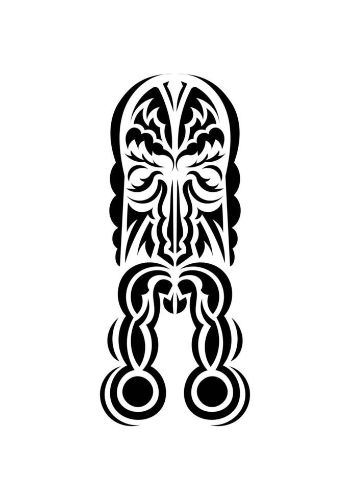 Face in the style of ancient tribes. Black tattoo patterns. Isolated on white background. Vetcor. vector