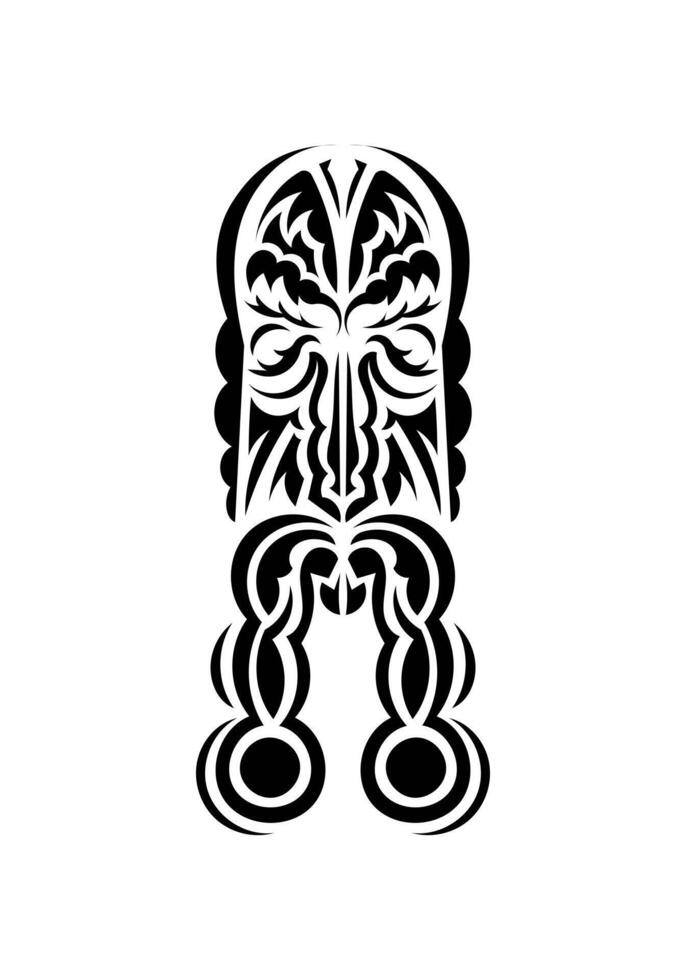 Face in the style of ancient tribes. Black tattoo patterns. Isolated on white background. Vetcor. vector