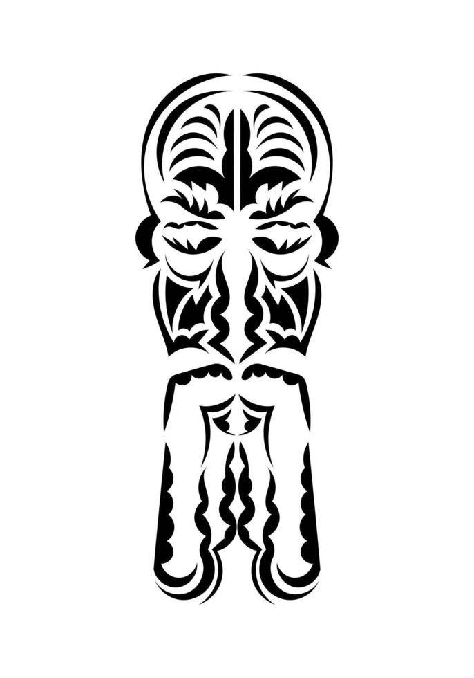 Polynesian style face. Black tattoo patterns. Flat style. Vetcor. vector