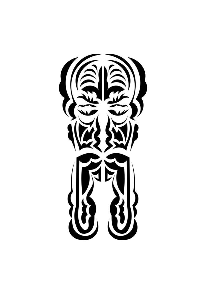 Mask in traditional tribal style. Black tattoo patterns. Flat style. Vetcor. vector