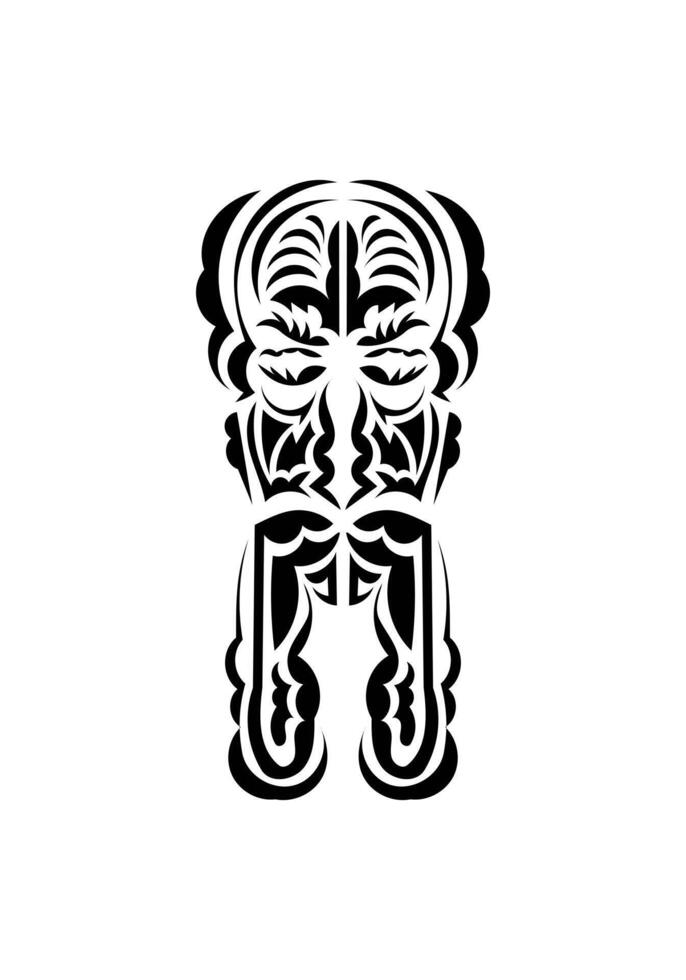 Mask in traditional tribal style. Black tattoo patterns. Flat style. Vetcor. vector