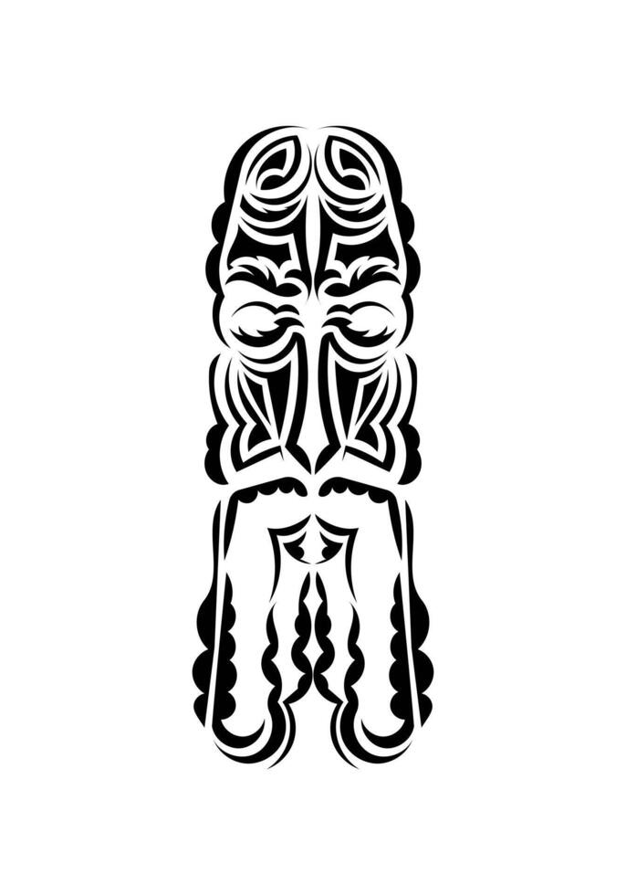 Polynesian style face. Ready tattoo template. Isolated on white background. Vetcor. vector