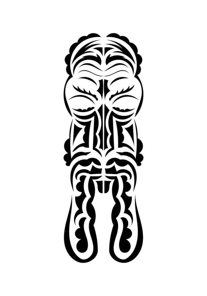 Face in traditional tribal style. Black tattoo patterns. Flat style. Vetcor. vector