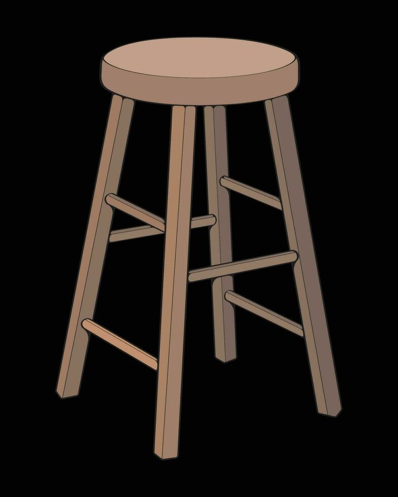 Bar stool perfect coloring vector . Vector art customizable illustration. Night club, drinking establishment, pub furniture. Vector isolated drawing art.