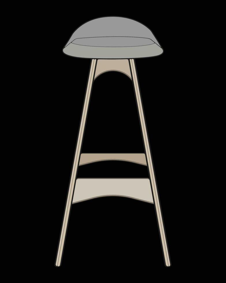 Bar stool perfect coloring vector . Vector art customizable illustration. Night club, drinking establishment, pub furniture. Vector isolated drawing art.