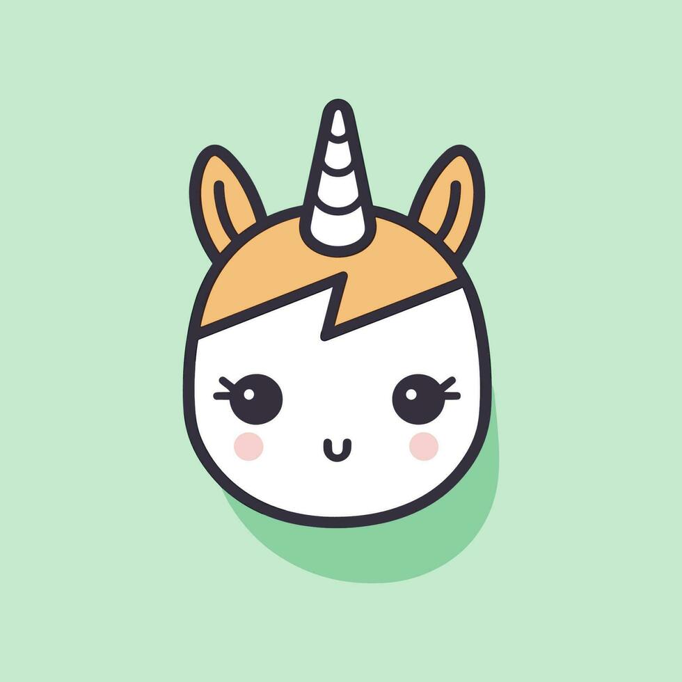 A whimsical and charming logo illustration featuring a cute kawaii unicorn, perfect for a children's brand or a magical-themed product vector