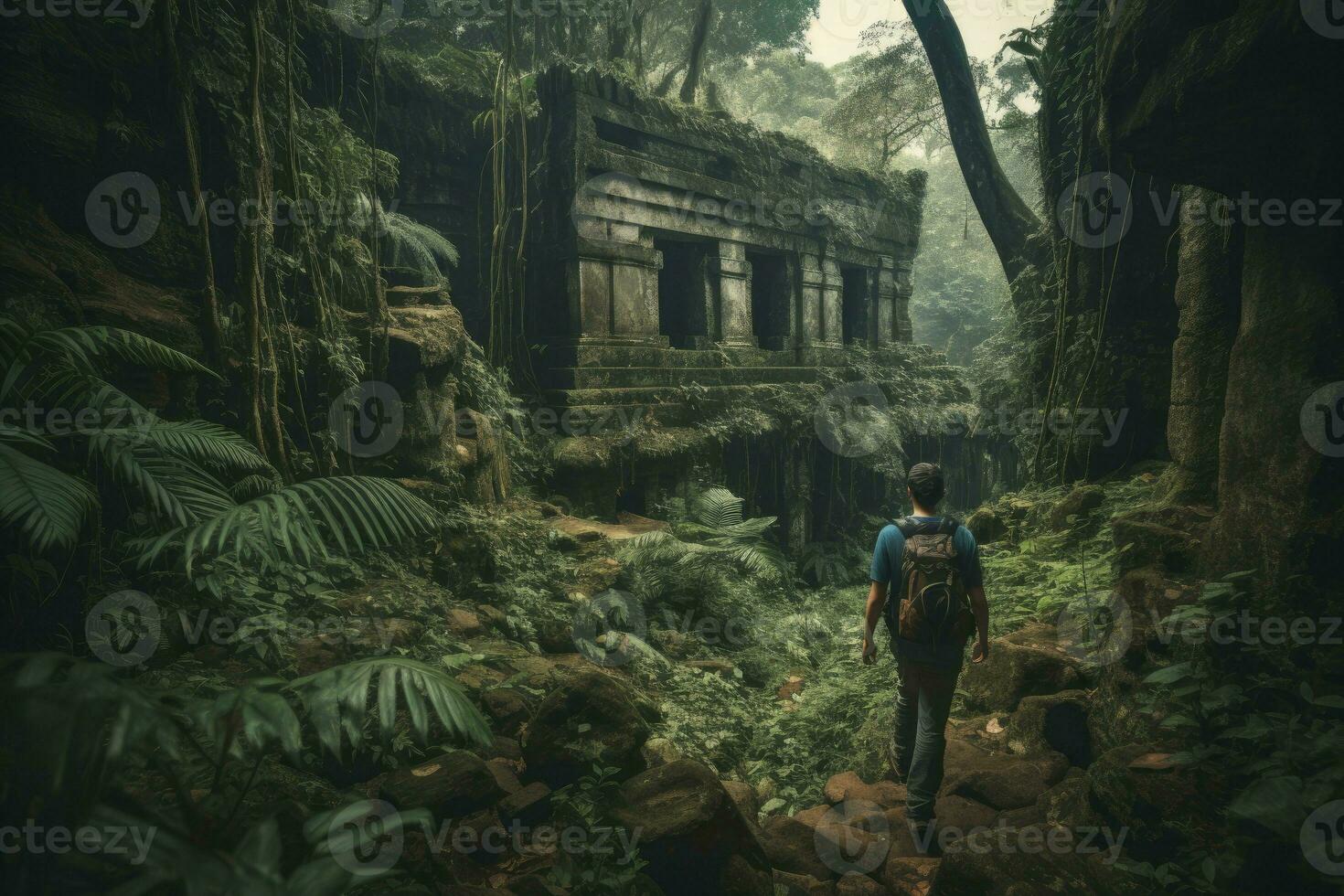 descubriendo perdido ciudad templo. generar ai foto