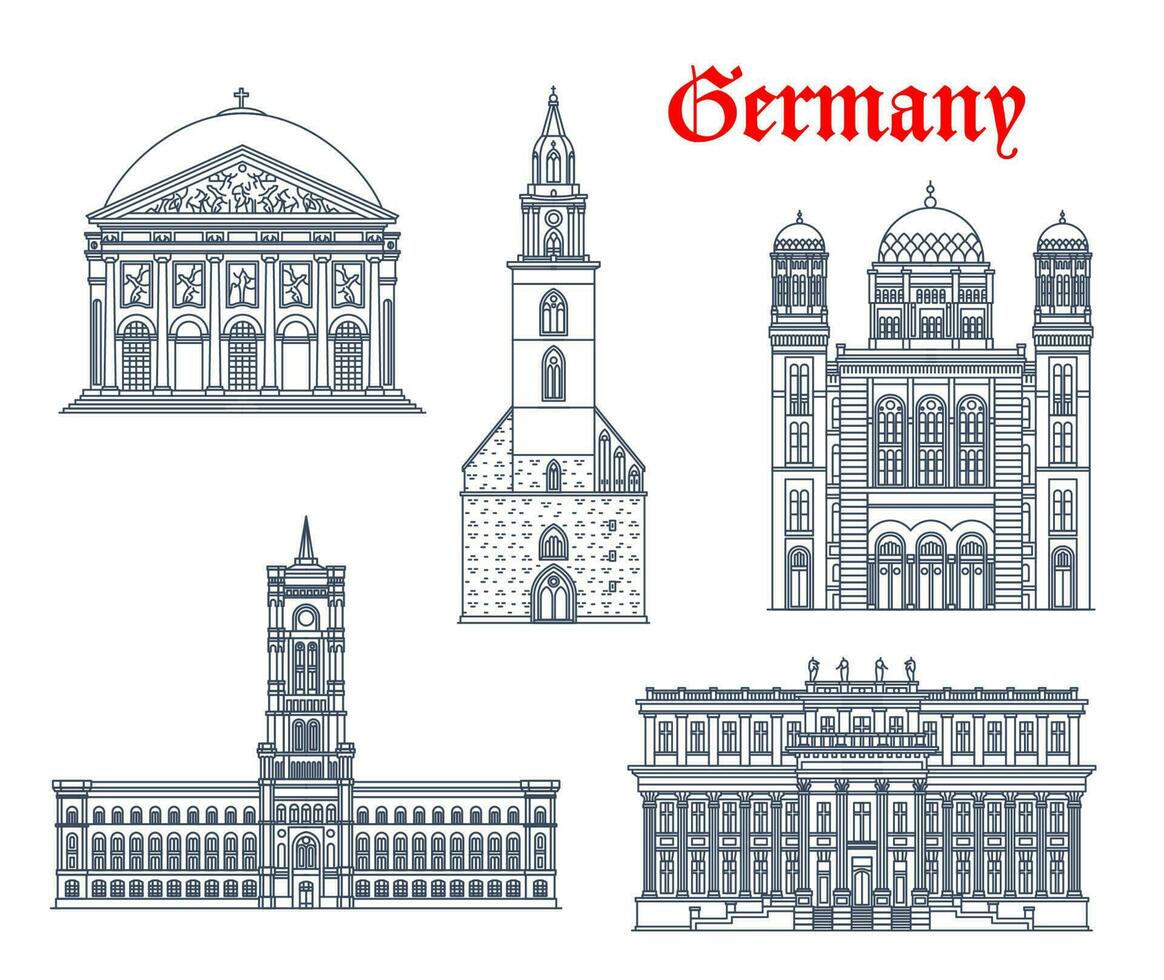 Alemania, Berlina iglesias y catedrales, puntos de referencia vector