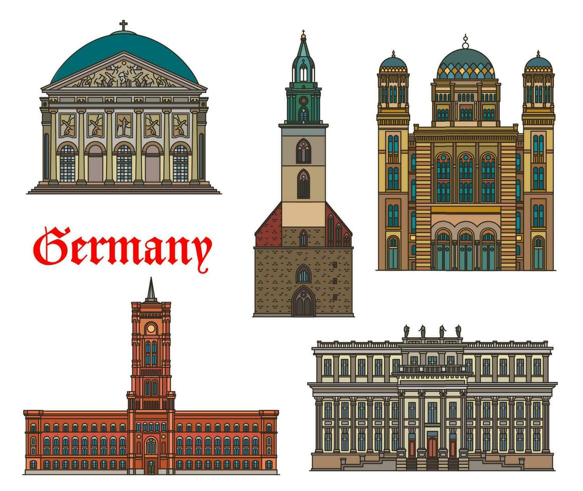 Germany architecture churches, Berlin cathedrals vector