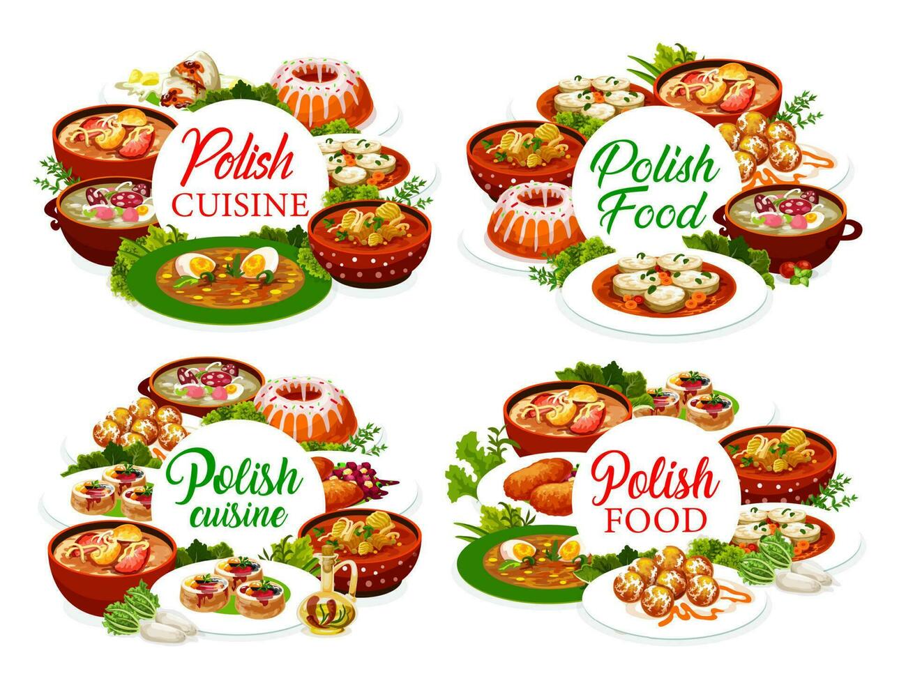 polaco cocina menú cubrir diseño, Polonia platos vector