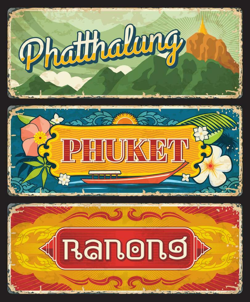 phuket, ranong y phatthalug Tailandia provincias vector