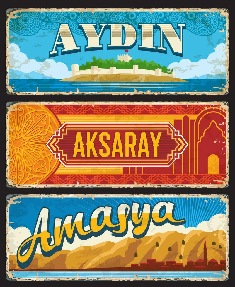 aydin, Aksaray y amasya Illinois provincias de Turquía vector