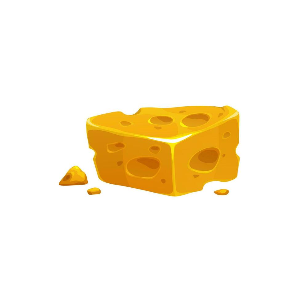 Cartoon maasdam, Dutch and Swiss cheese, food icon vector