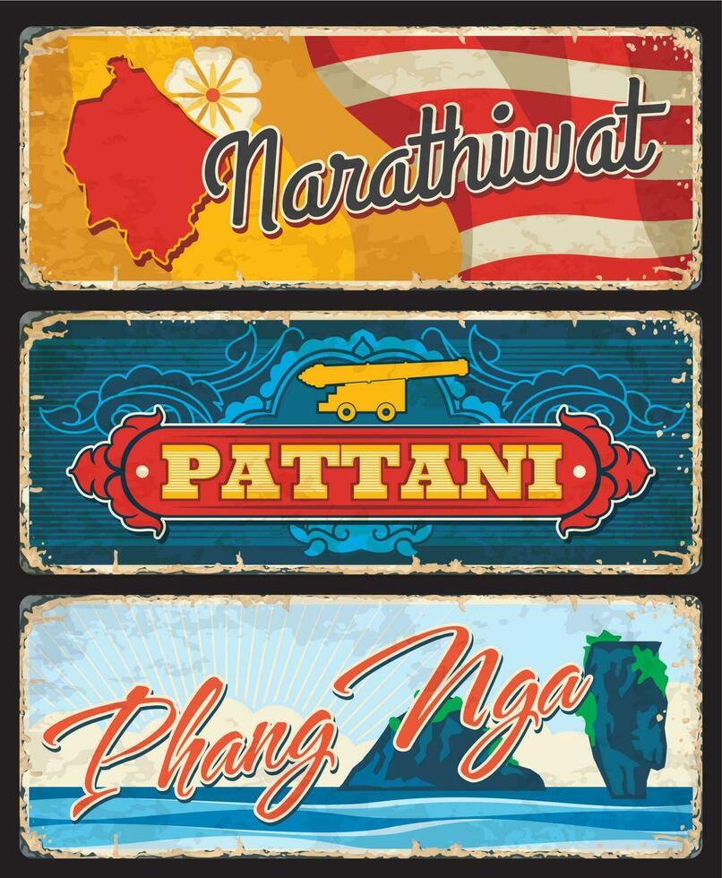 narathiwat, pattani y Phang nga platos vector