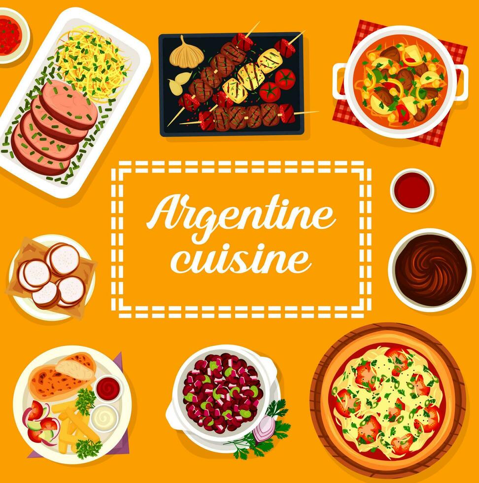 Argentine cuisine restaurant menu cover template vector