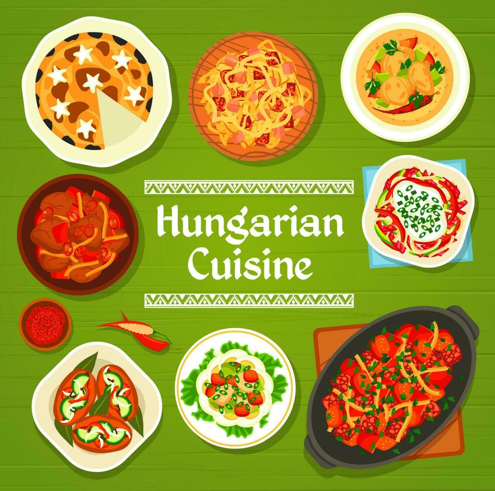 Hungarian cuisine food menu cover vector template