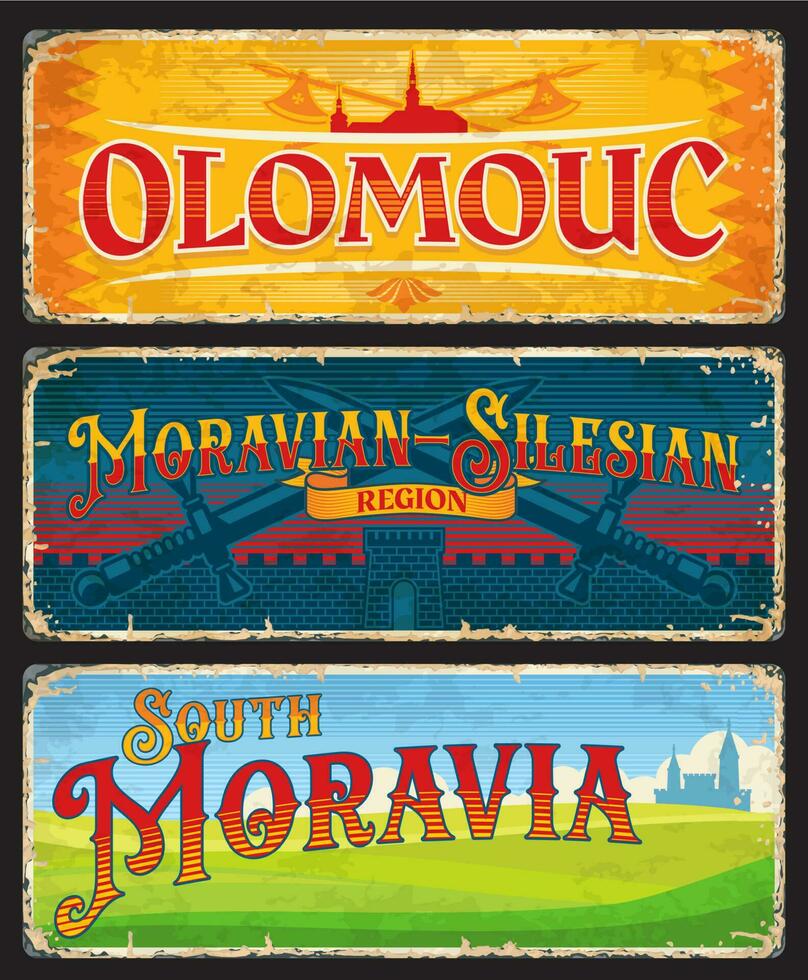 Olomouc, South Moravia, Moravian Silesian plates vector