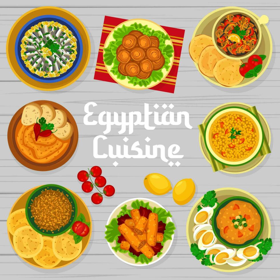 Egyptian cuisine menu cover design template vector