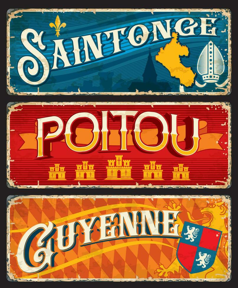 Saintonge, poitou, guyena francés regiones platos vector